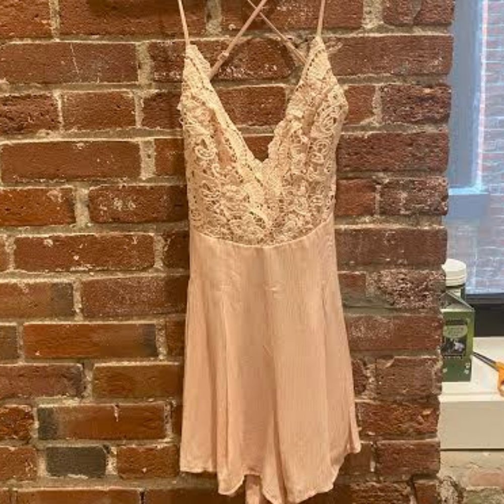 LuLu's Crochet Top Backless Mini Romper